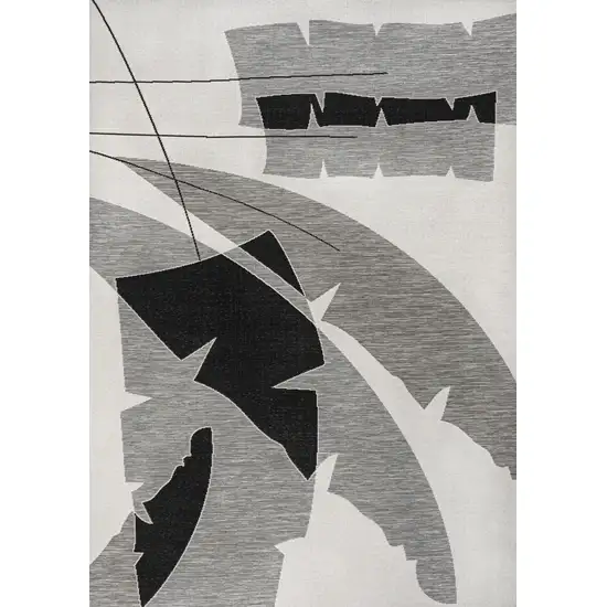 Gray And Cream Abstract Indoor Outdoor Area Rug Photo 1