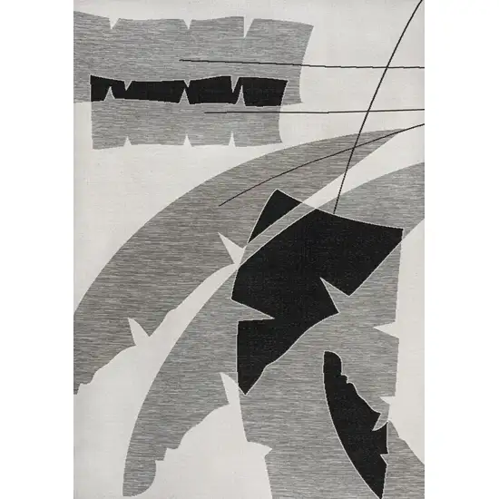 Gray And Cream Abstract Indoor Outdoor Area Rug Photo 3