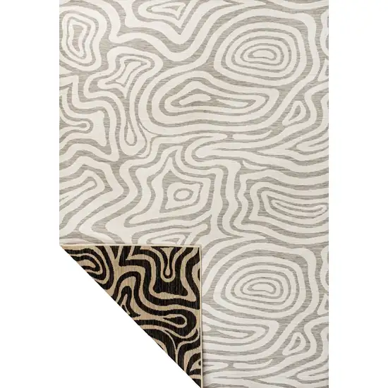 Gray And Cream Abstract Washable Indoor Outdoor Area Rug Photo 3