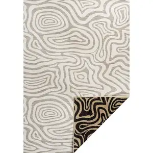 Photo of Gray And Cream Abstract Washable Indoor Outdoor Area Rug