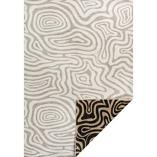 Gray And Cream Abstract Washable Indoor Outdoor Area Rug Photo 1