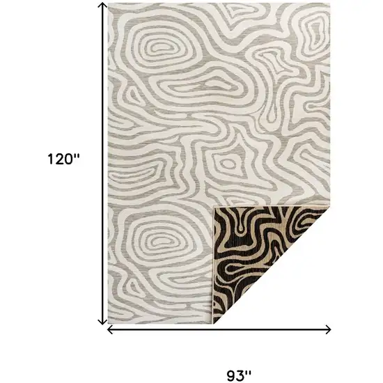 Gray And Cream Abstract Washable Indoor Outdoor Area Rug Photo 4