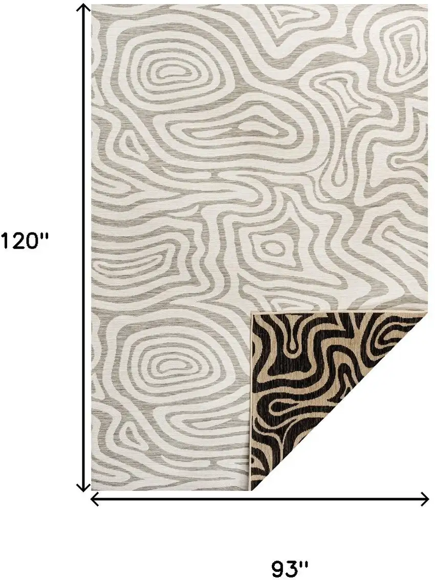 Gray And Cream Abstract Washable Indoor Outdoor Area Rug Photo 4
