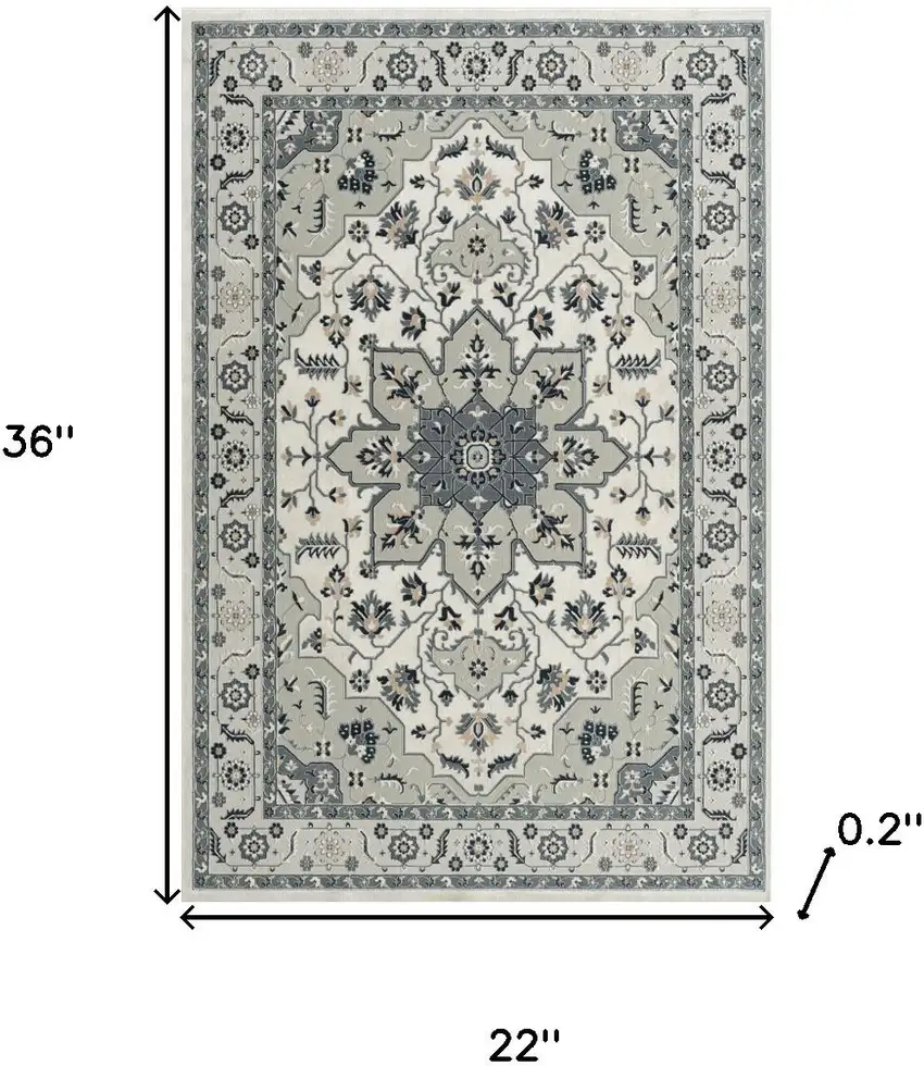 Gray And Cream Floral Area Rug Photo 3
