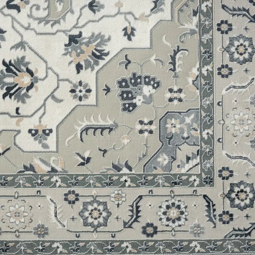 Gray And Cream Floral Area Rug Photo 9