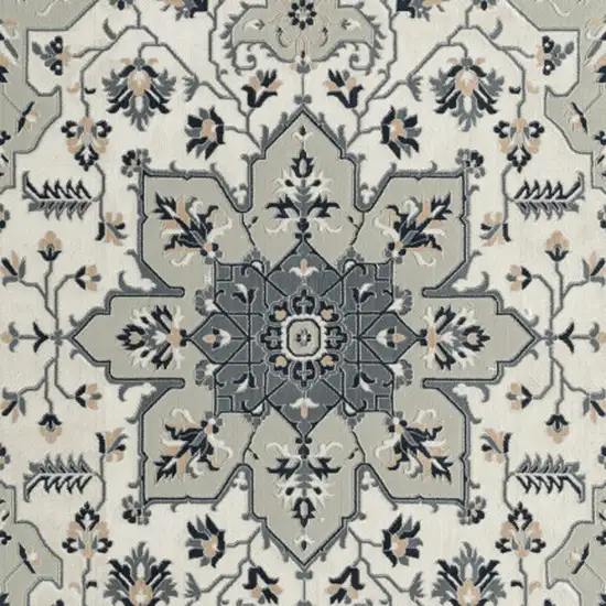 Gray And Cream Floral Area Rug Photo 5
