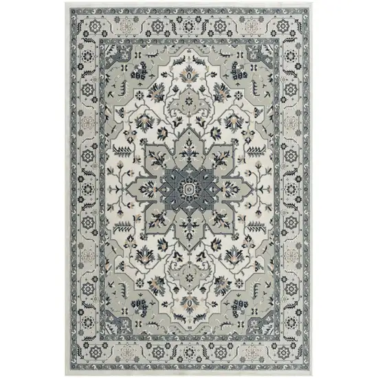 Gray And Cream Floral Area Rug Photo 2