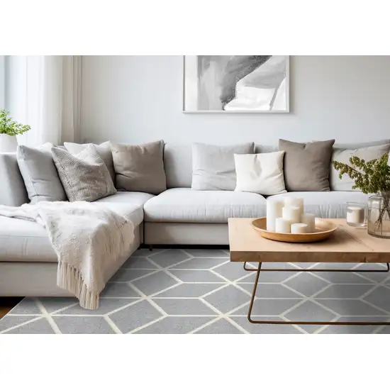Gray And Cream Geometric Area Rug Photo 7
