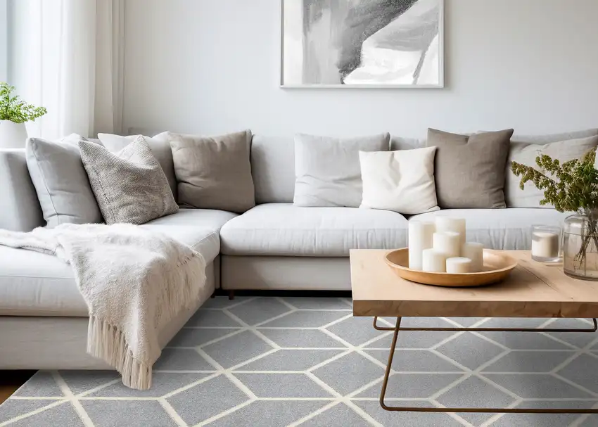 Gray And Cream Geometric Area Rug Photo 7