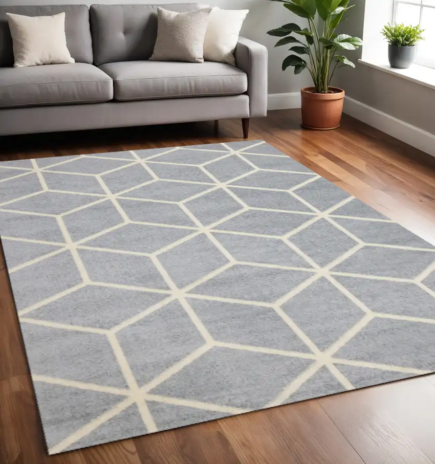 Gray And Cream Geometric Area Rug Photo 1