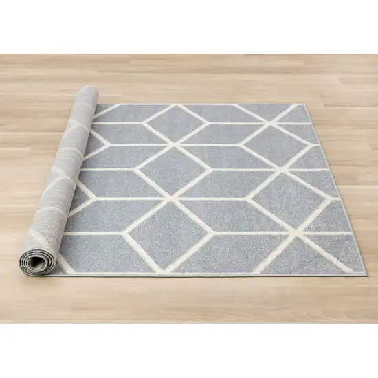 Gray And Cream Geometric Area Rug Photo 9