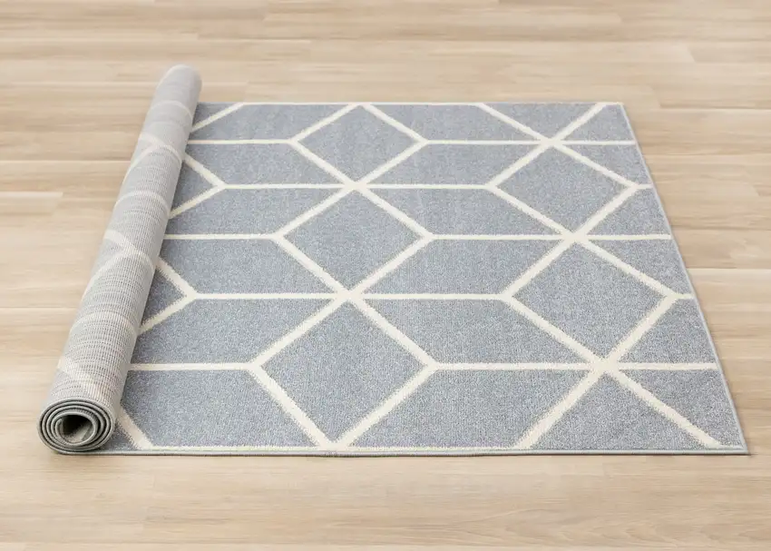 Gray And Cream Geometric Area Rug Photo 9