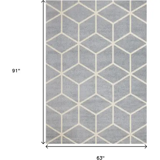Gray And Cream Geometric Area Rug Photo 3