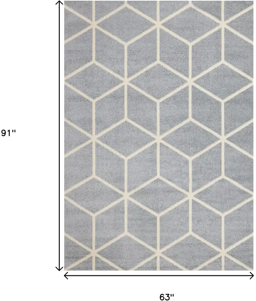 Gray And Cream Geometric Area Rug Photo 3