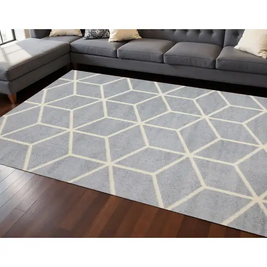 Gray And Cream Geometric Area Rug Photo 1