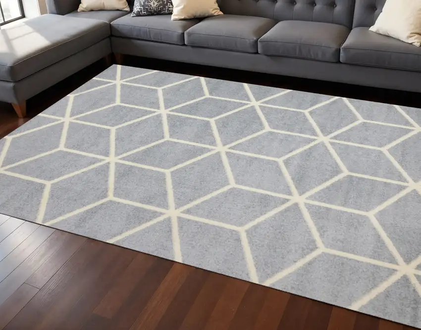 Gray And Cream Geometric Area Rug Photo 1