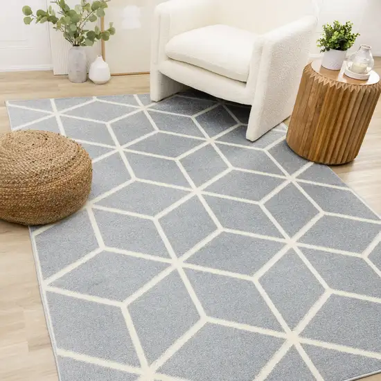 Gray And Cream Geometric Area Rug Photo 5