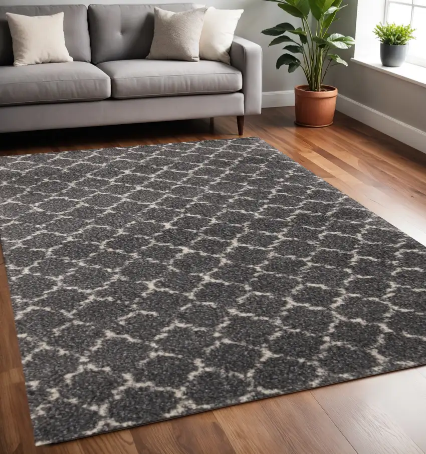 Gray And Cream Ogee Area Rug Photo 1