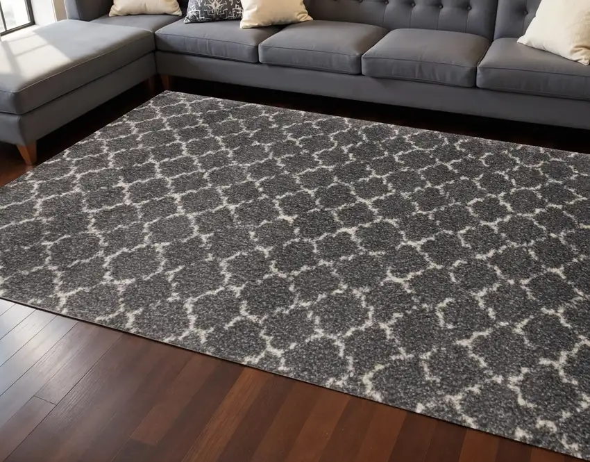 Gray And Cream Ogee Area Rug Photo 1