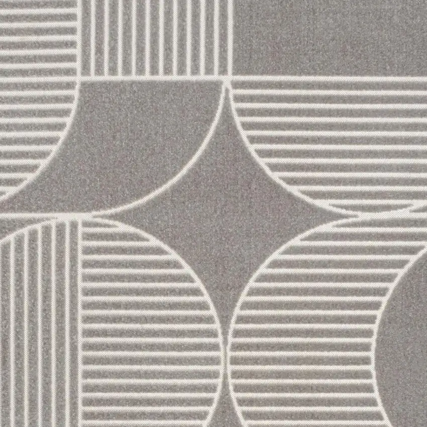 Gray And Cream Striped Indoor Outdoor Area Rug Photo 2