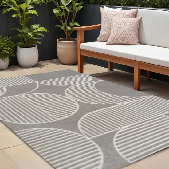 Gray And Cream Striped Indoor Outdoor Area Rug Photo 1
