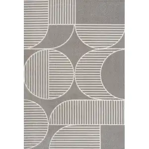 Photo of Gray And Cream Striped Indoor Outdoor Area Rug