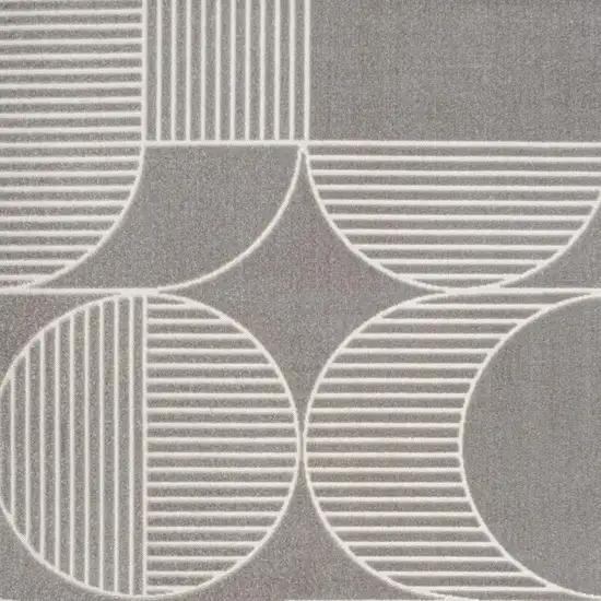 Gray And Cream Striped Indoor Outdoor Area Rug Photo 3