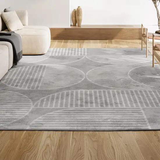 Gray And Cream Striped Indoor Outdoor Area Rug Photo 5