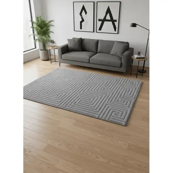 Gray And Dark Gray Geometric Area Rug Photo 1