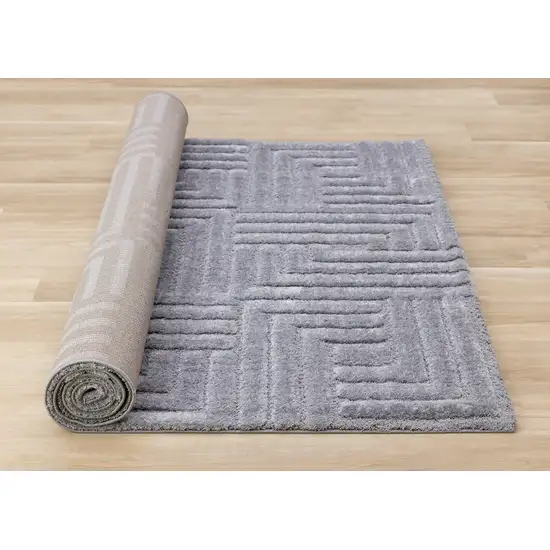 Gray And Dark Gray Geometric Area Rug Photo 9