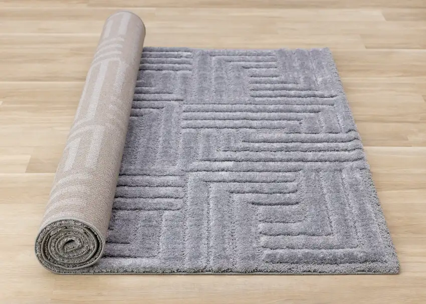 Gray And Dark Gray Geometric Area Rug Photo 9