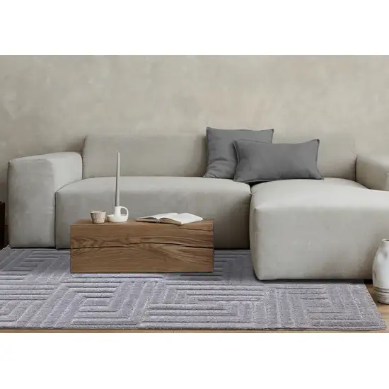 Gray And Dark Gray Geometric Area Rug Photo 6