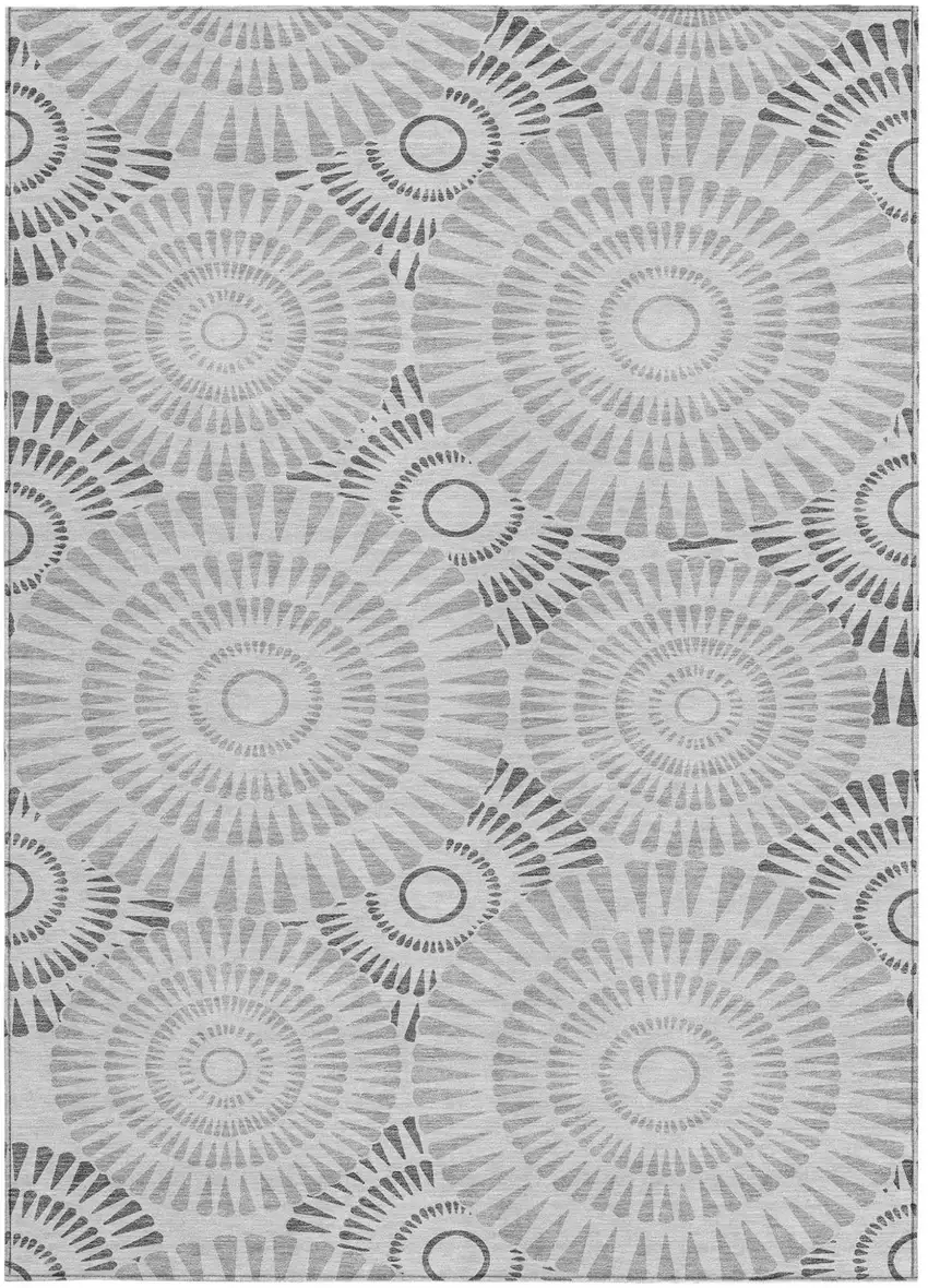 Gray And Dark Gray Geometric Washable Indoor Outdoor Area Rug Photo 8