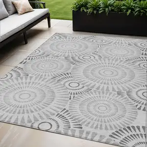Photo of Gray And Dark Gray Geometric Washable Indoor Outdoor Area Rug