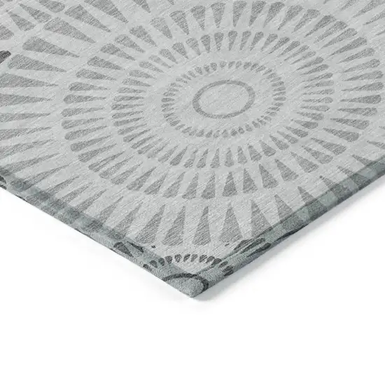 Gray And Dark Gray Geometric Washable Indoor Outdoor Area Rug Photo 5