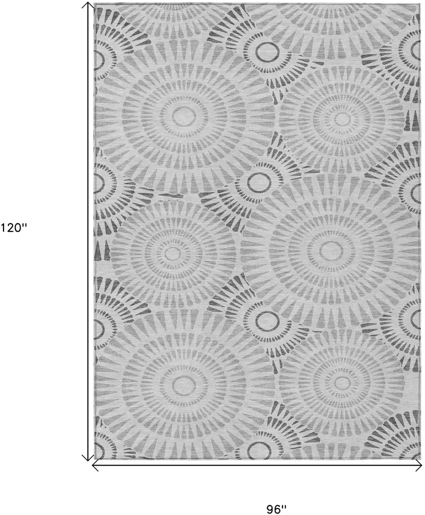Gray And Dark Gray Geometric Washable Indoor Outdoor Area Rug Photo 3