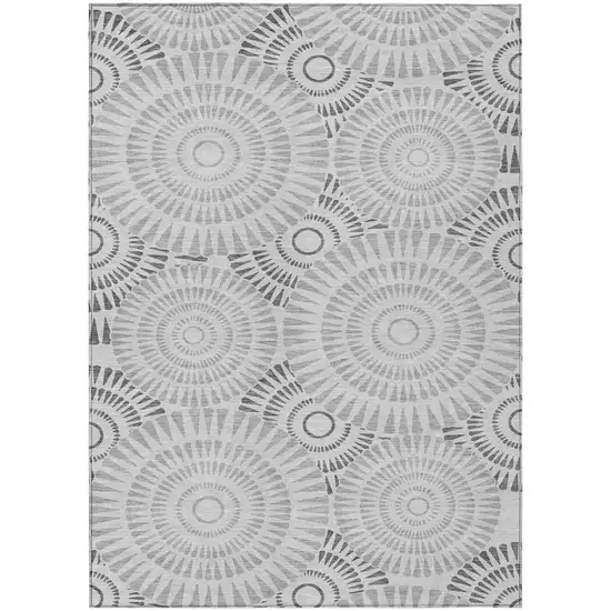Gray And Dark Gray Geometric Washable Indoor Outdoor Area Rug Photo 2