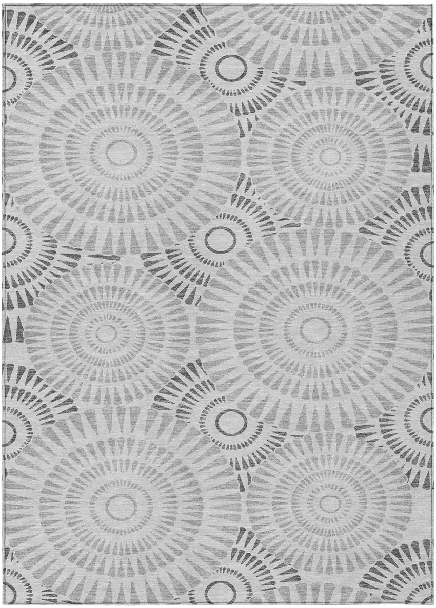 Gray And Dark Gray Geometric Washable Indoor Outdoor Area Rug Photo 2