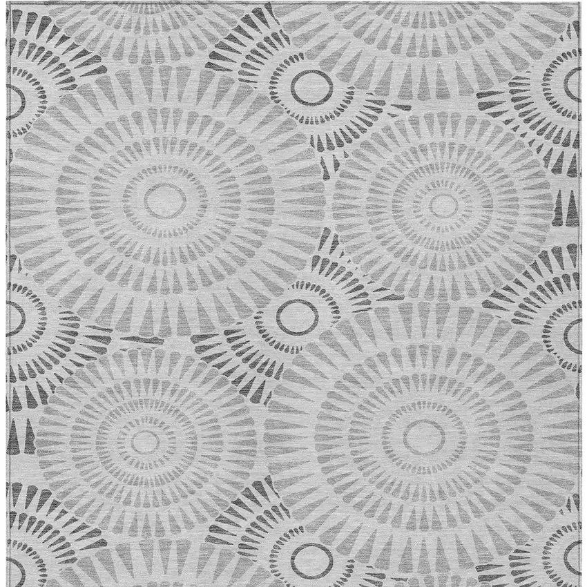 Gray And Dark Gray Geometric Washable Indoor Outdoor Area Rug Photo 8