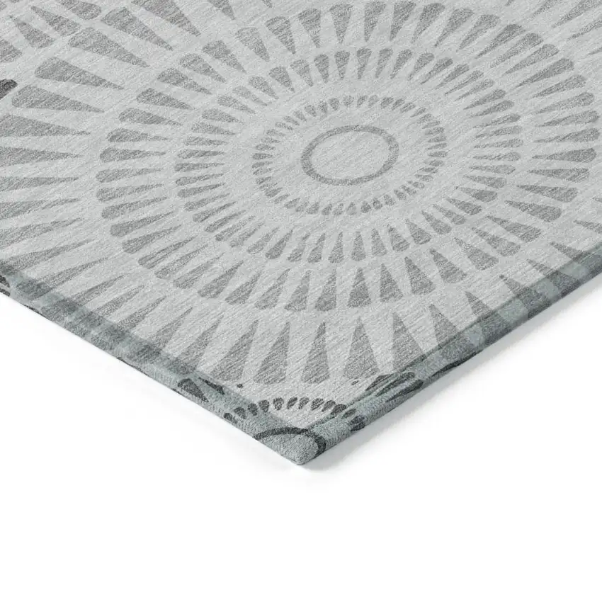 Gray And Dark Gray Geometric Washable Indoor Outdoor Area Rug Photo 5