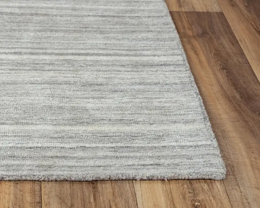 Gray And Dark Gray Striped Hand Tufted Area Rug Photo 4