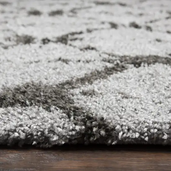 Gray And Dark Gray Trellis Shag Area Rug Photo 6