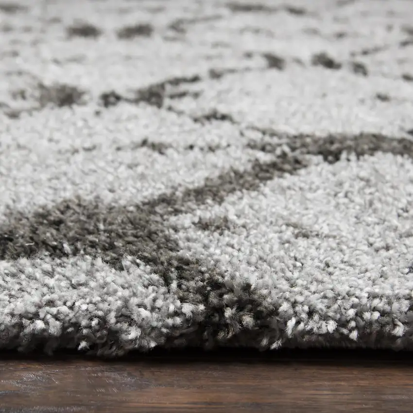 Gray And Dark Gray Trellis Shag Area Rug Photo 6