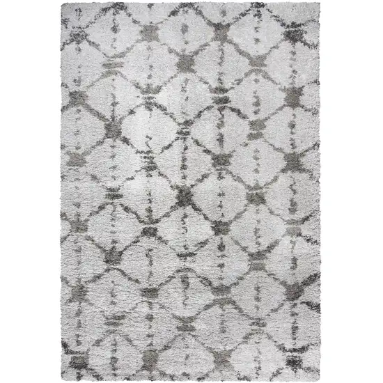 Gray And Dark Gray Trellis Shag Area Rug Photo 4