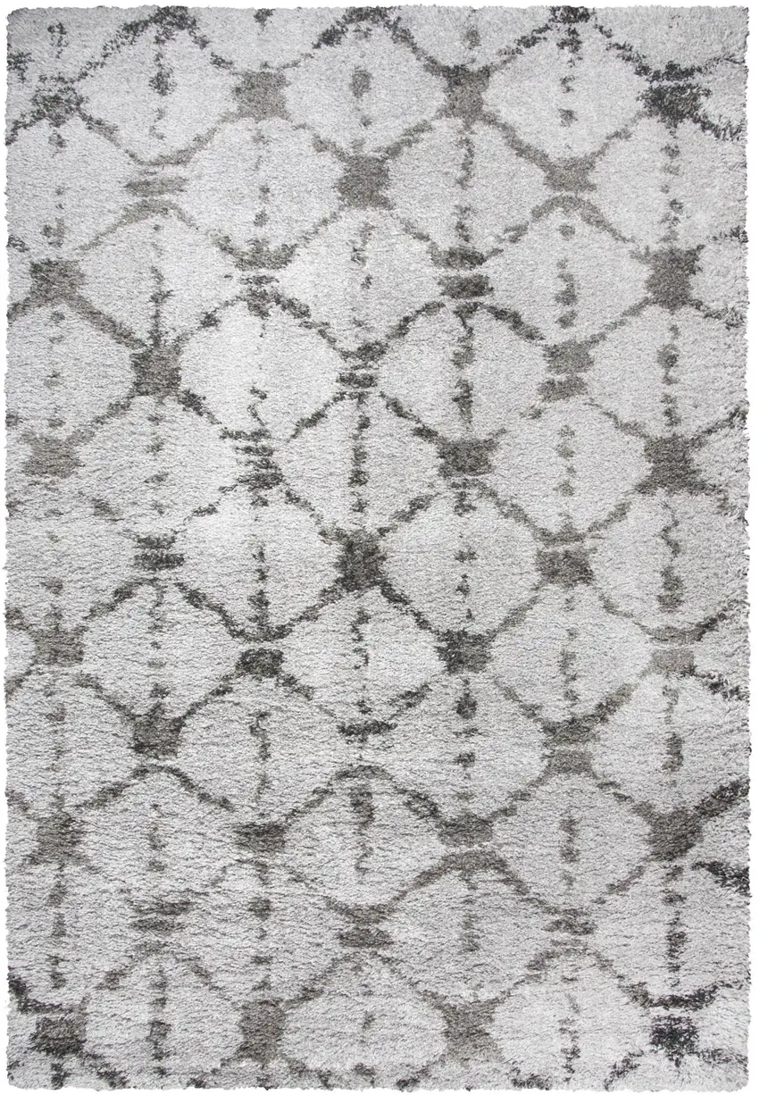 Gray And Dark Gray Trellis Shag Area Rug Photo 4