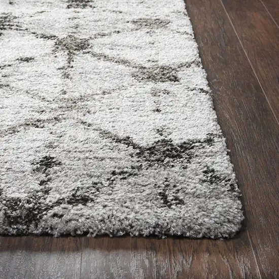 Gray And Dark Gray Trellis Shag Area Rug Photo 5