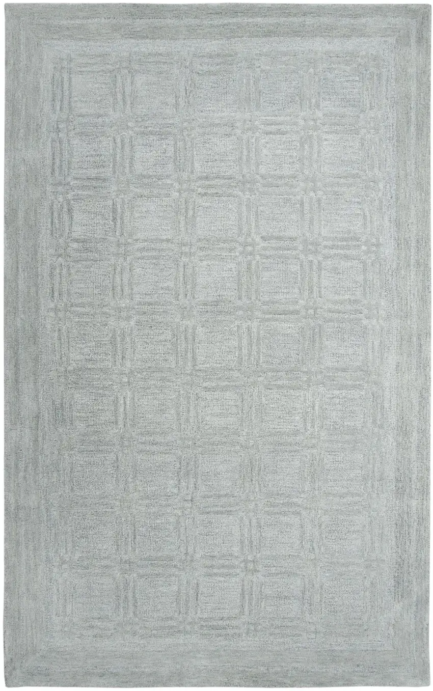 Gray And Dark Gray Wool Checkered Hand Tufted Area Rug Photo 1