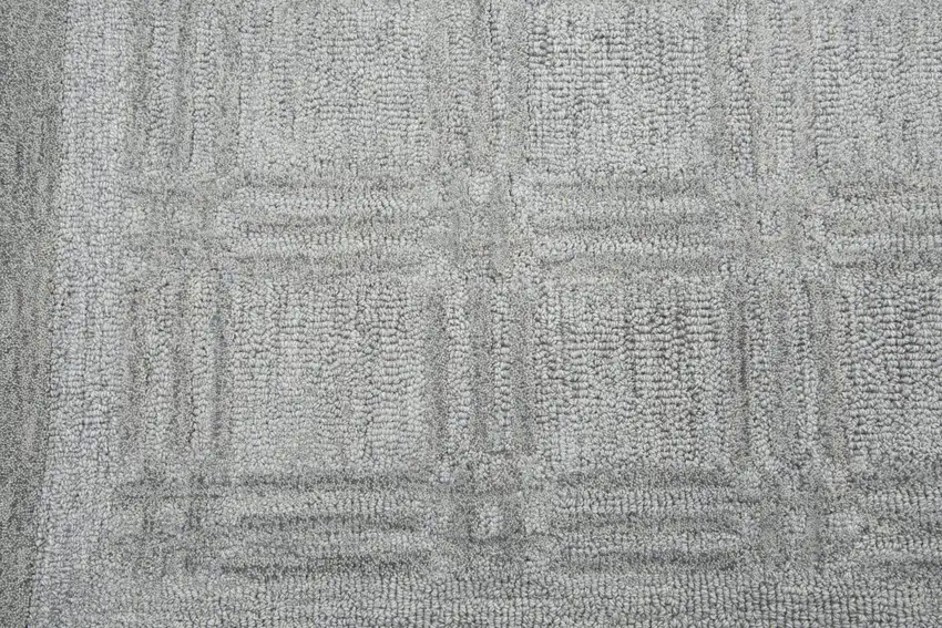 Gray And Dark Gray Wool Checkered Hand Tufted Area Rug Photo 3