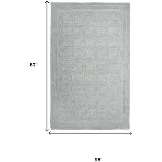 Gray And Dark Gray Wool Checkered Hand Tufted Area Rug Photo 6