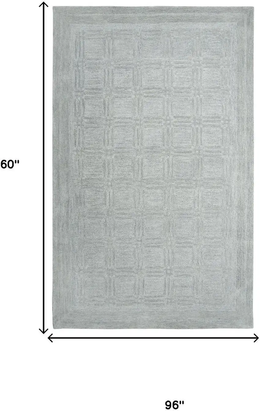Gray And Dark Gray Wool Checkered Hand Tufted Area Rug Photo 6